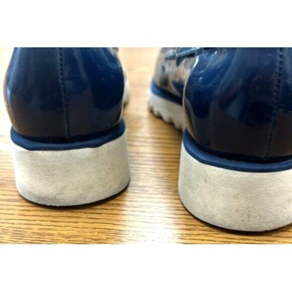 Luxurious Blue Patent Leather Slip-On Loafers With Tassels & Ridged Soles - Wome - Picture 7 of 8